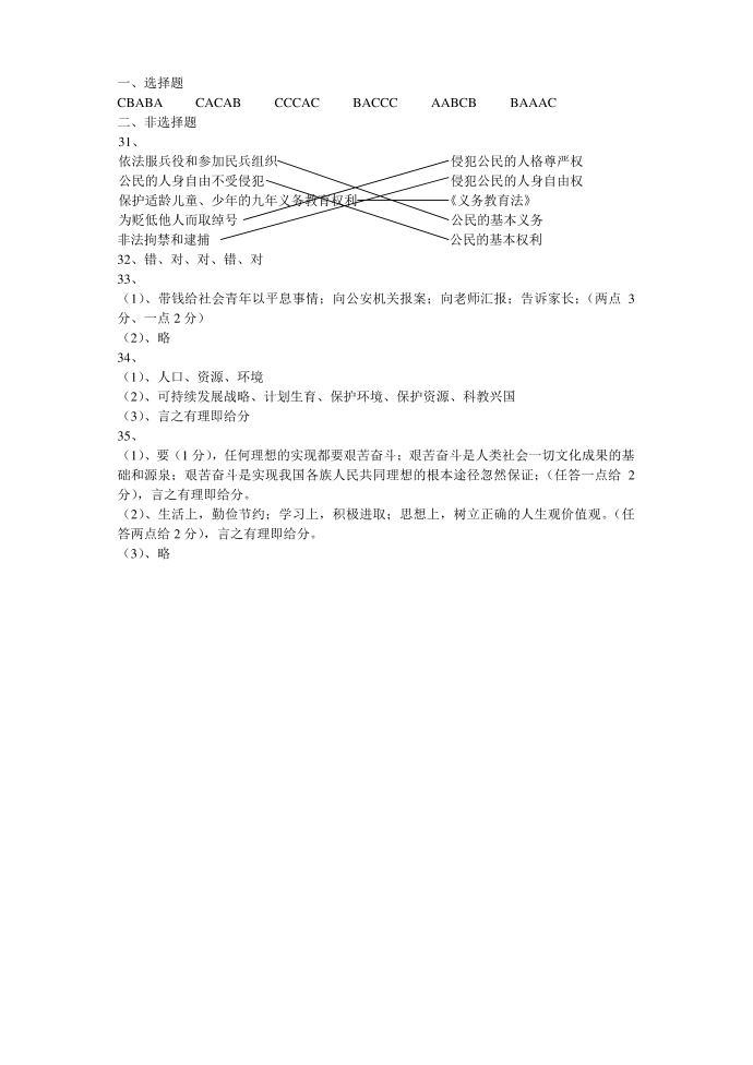 初三政治中考模拟试卷第5页