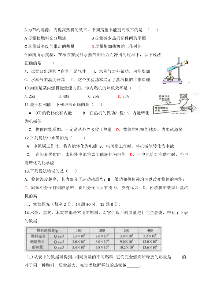 初三物理周测试卷第2页