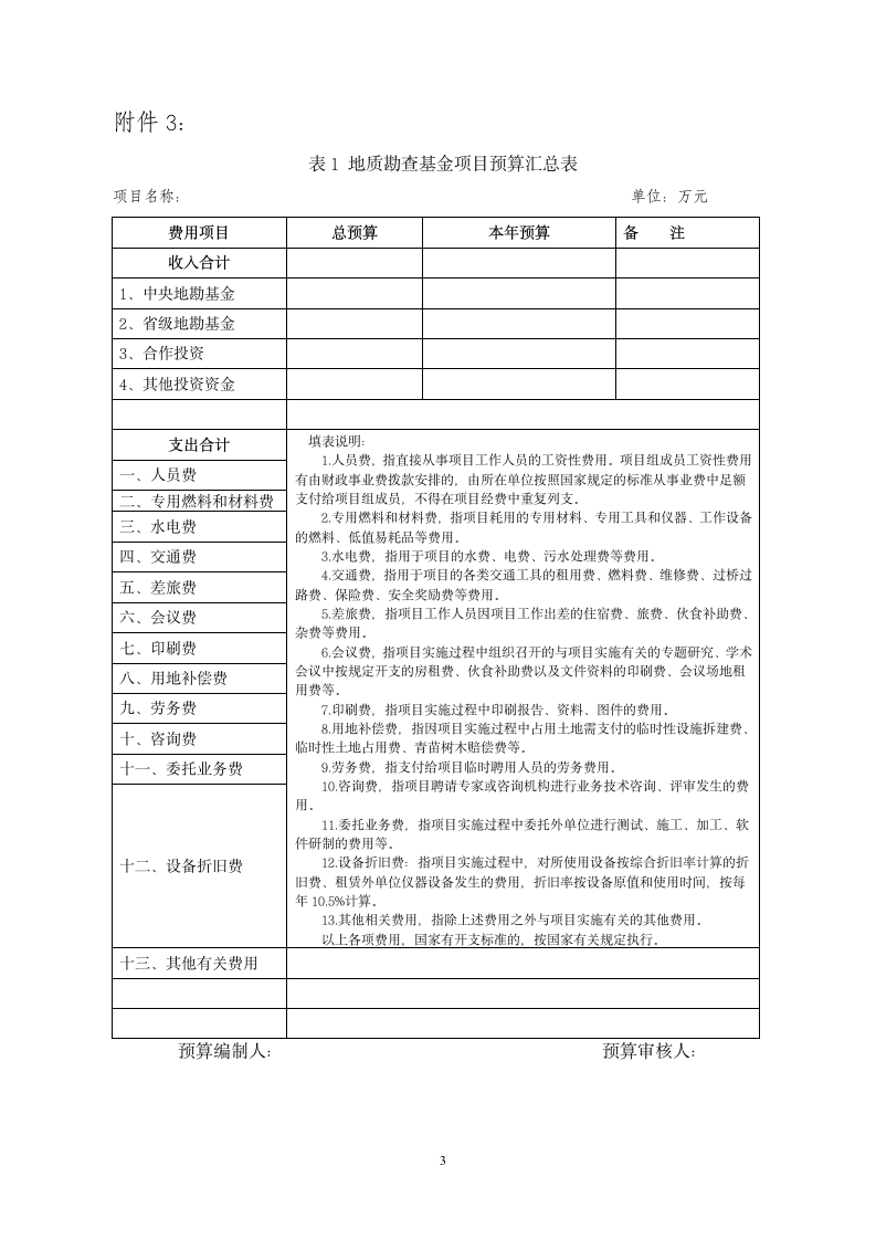 陕西省地质勘查基金项目投标书格式第3页