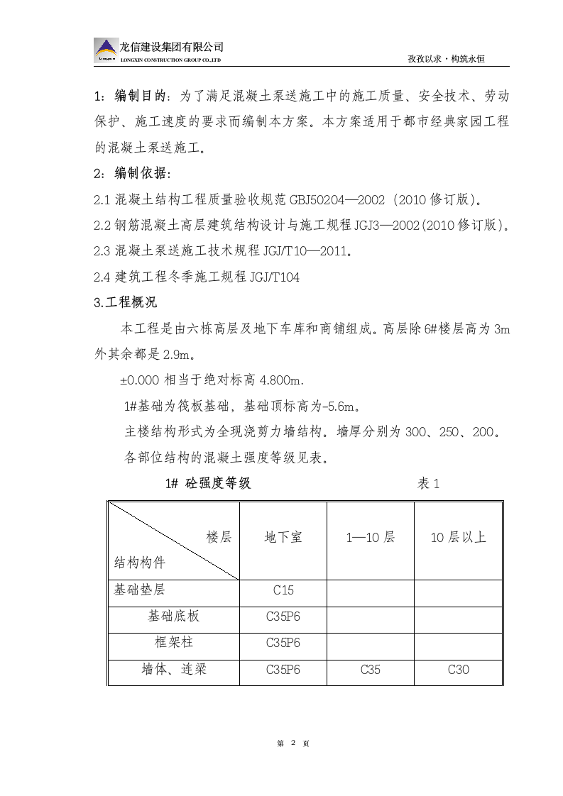 泵送混凝土施工方案第2页