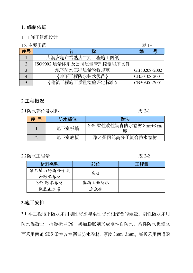 地下防水施工方案第1页