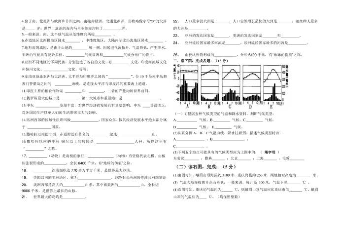 初一地理试卷第2页