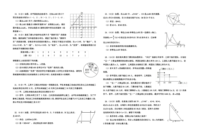 初三数学一模试卷第2页