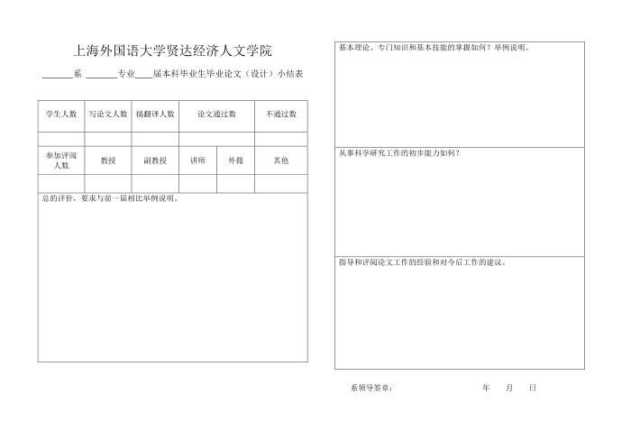 毕业论文小结表第1页