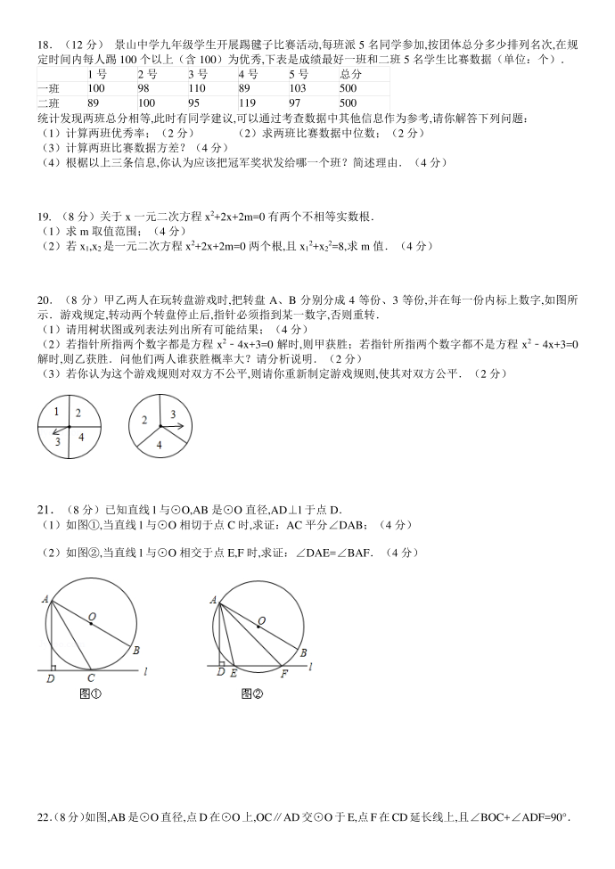 初三数学周练试卷20170919第2页