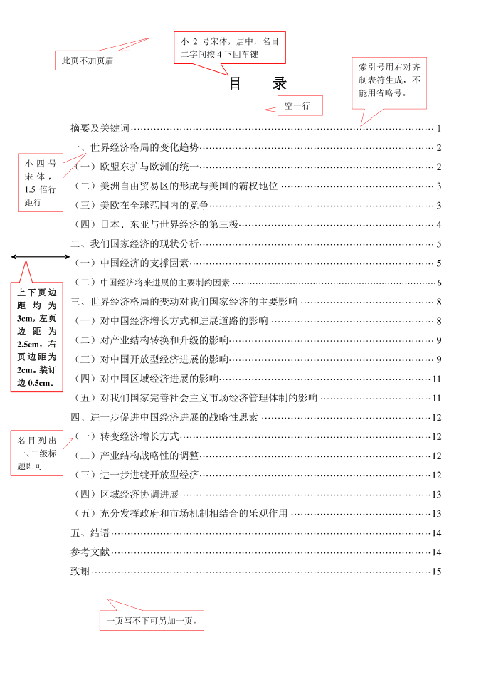 毕业论文目录格式第1页