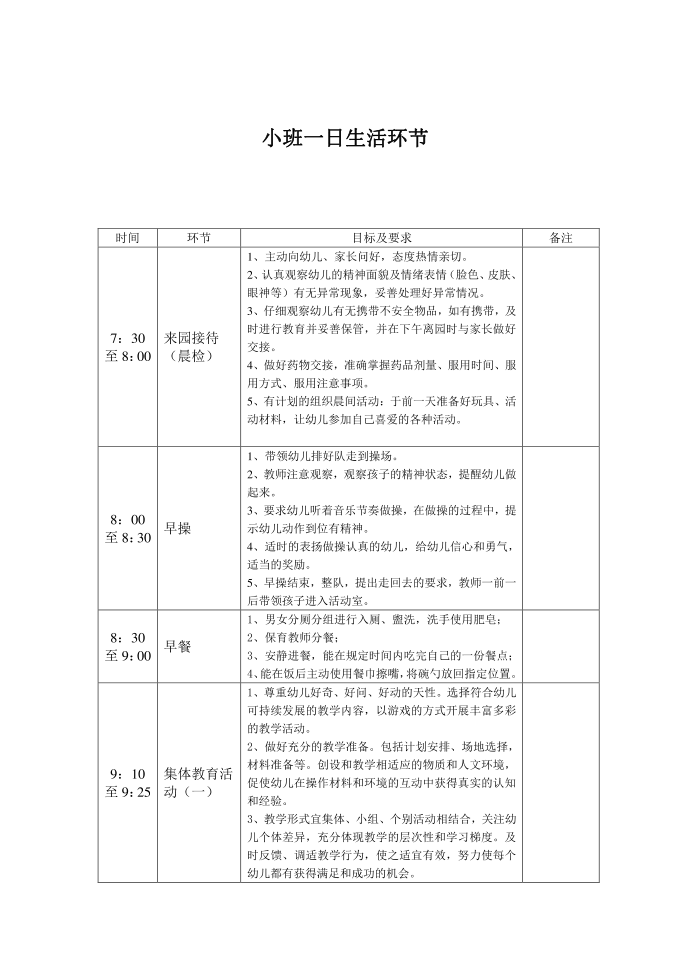 幼儿园小班生活常规第1页