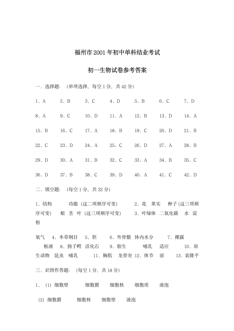 初一生物试卷第11页