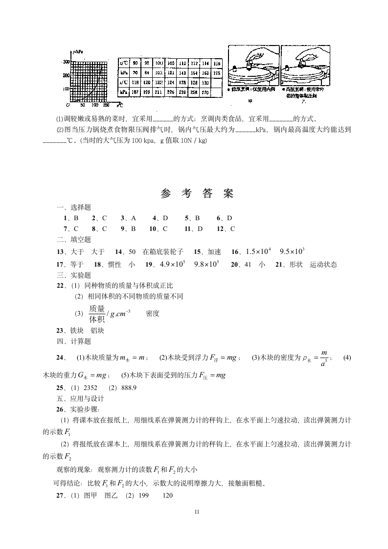 初二下册物理试卷第11页