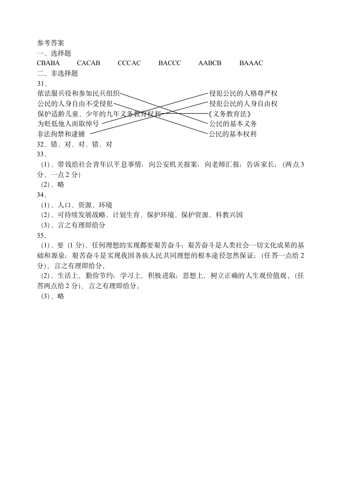 初三政治中考模拟试卷第5页