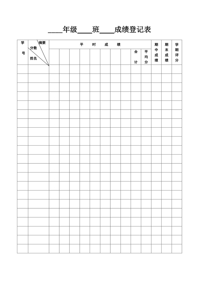 成绩登记表第1页