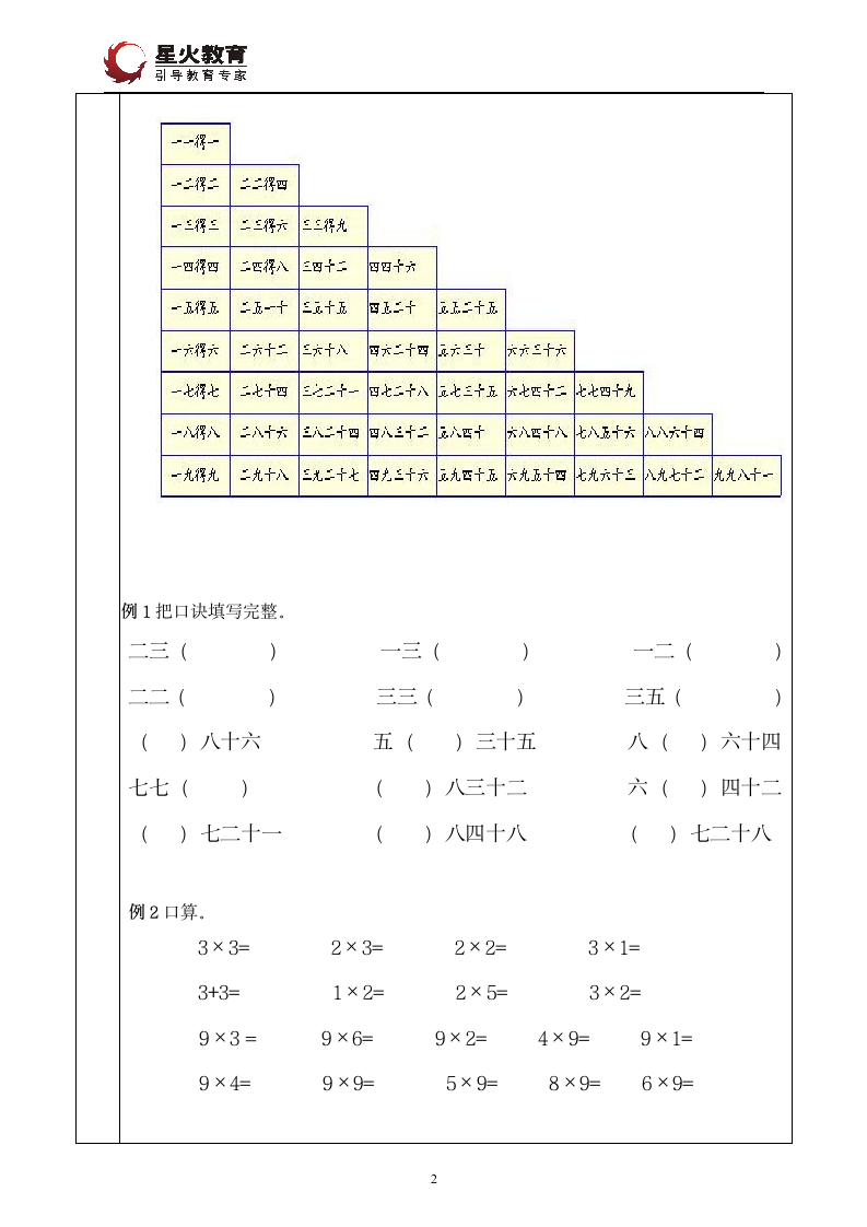 小学二年级乘法第2页