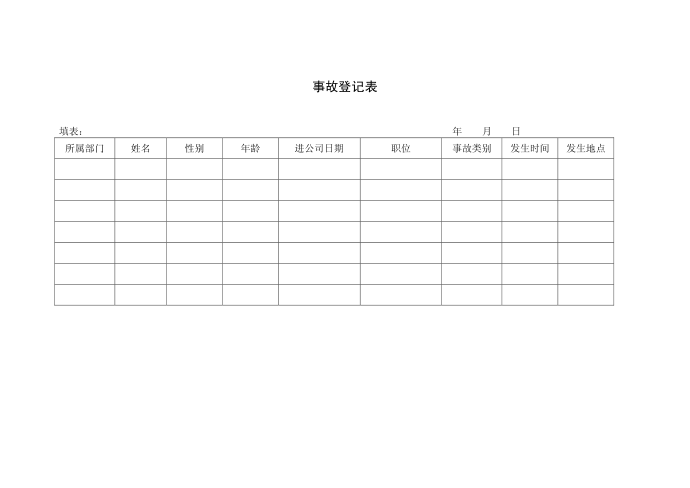 事故登记表事故登记表第2页