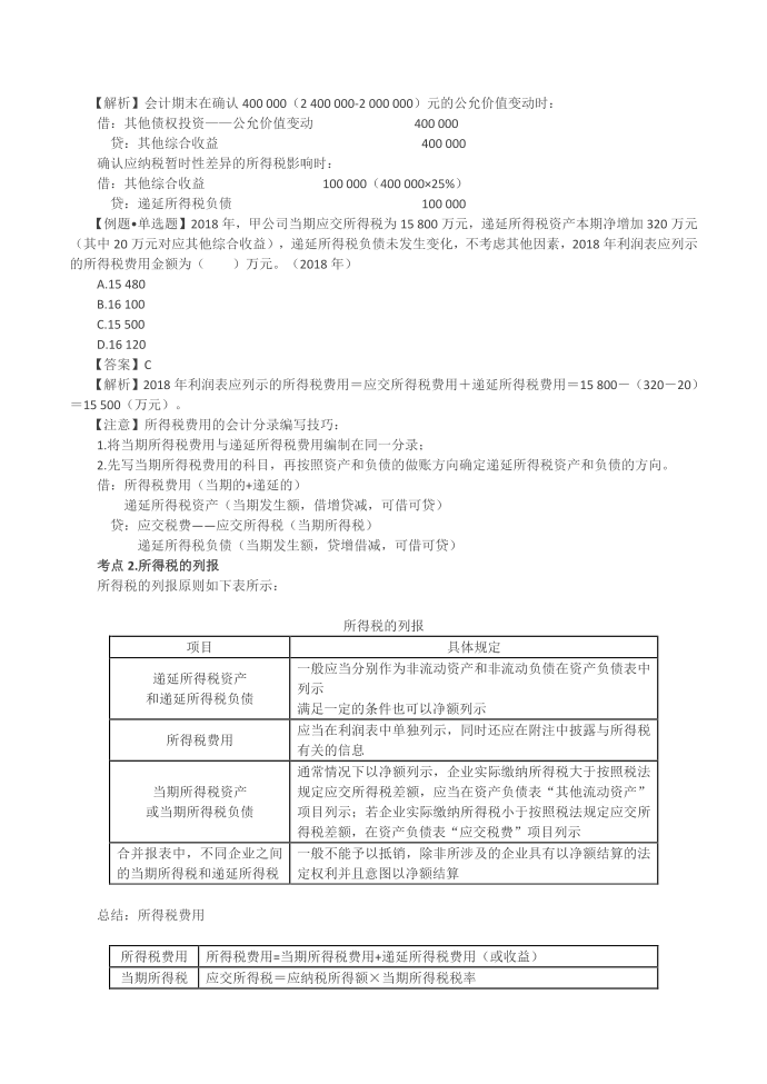 所得税费用，所得税的列报第2页