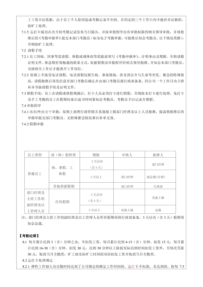 考勤管理制度 公司管理制度第4页