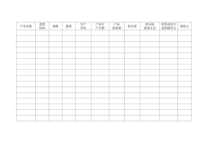 进货登记表