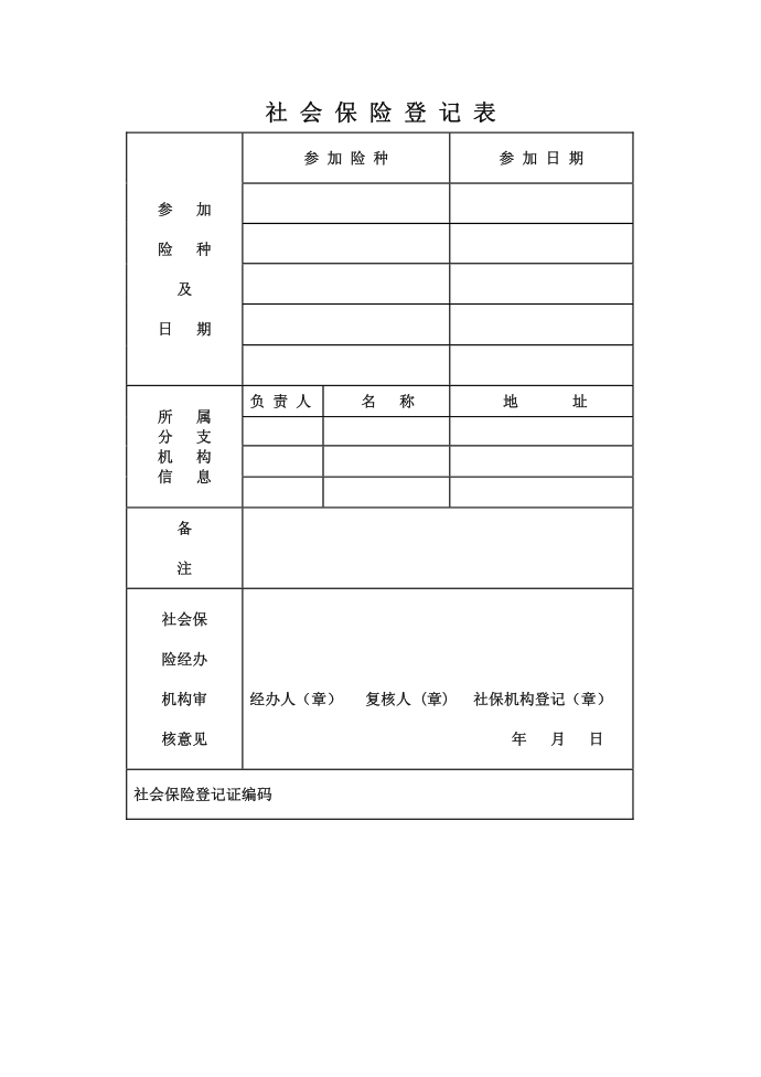 社会保险登记表填表说明 社会保险登记表第4页