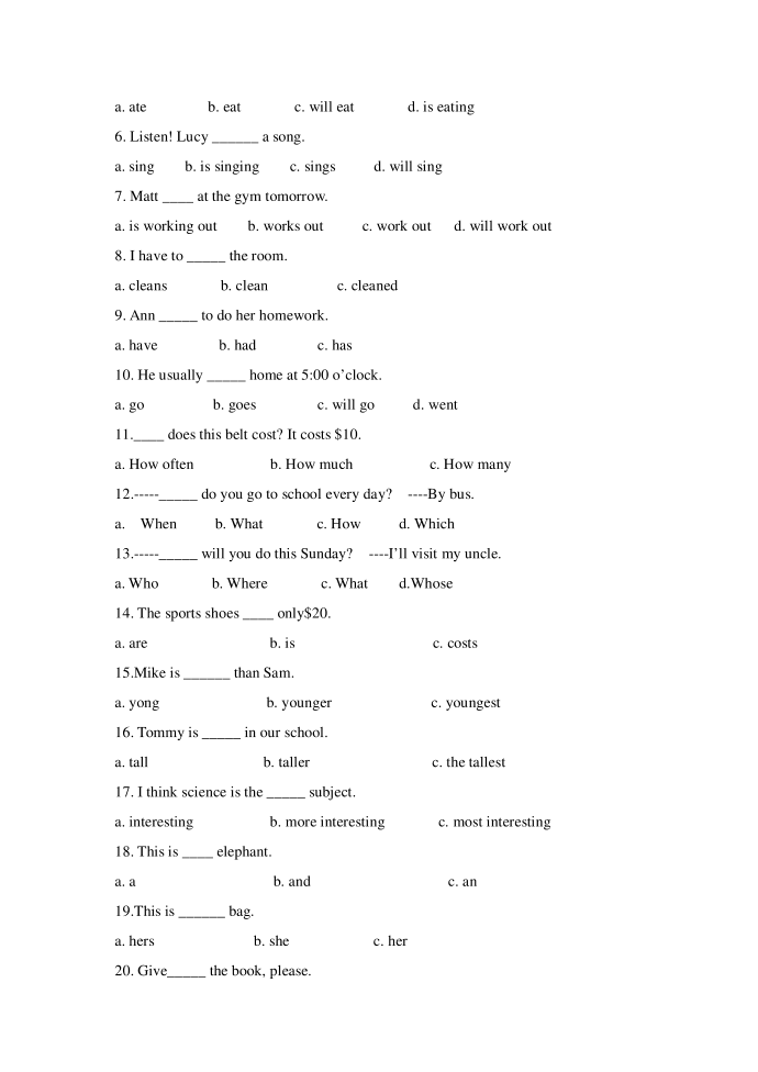 五年级语法五年级语法题aspan class=第2页