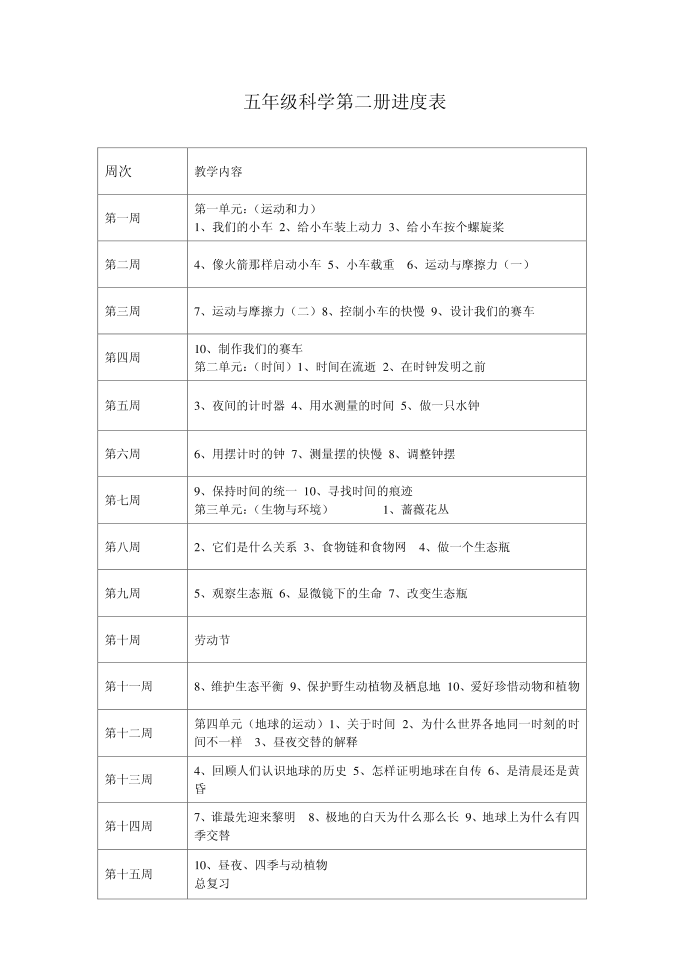 五年级科学