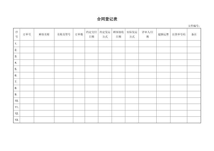 合同登记表