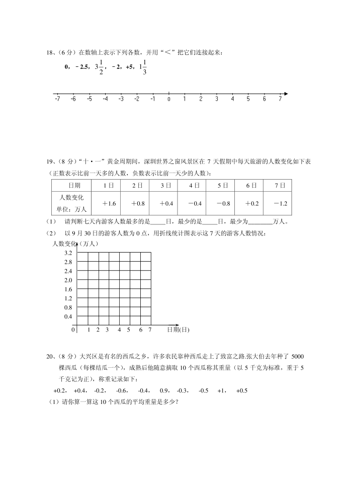 有理数西乡中学初一试题第3页