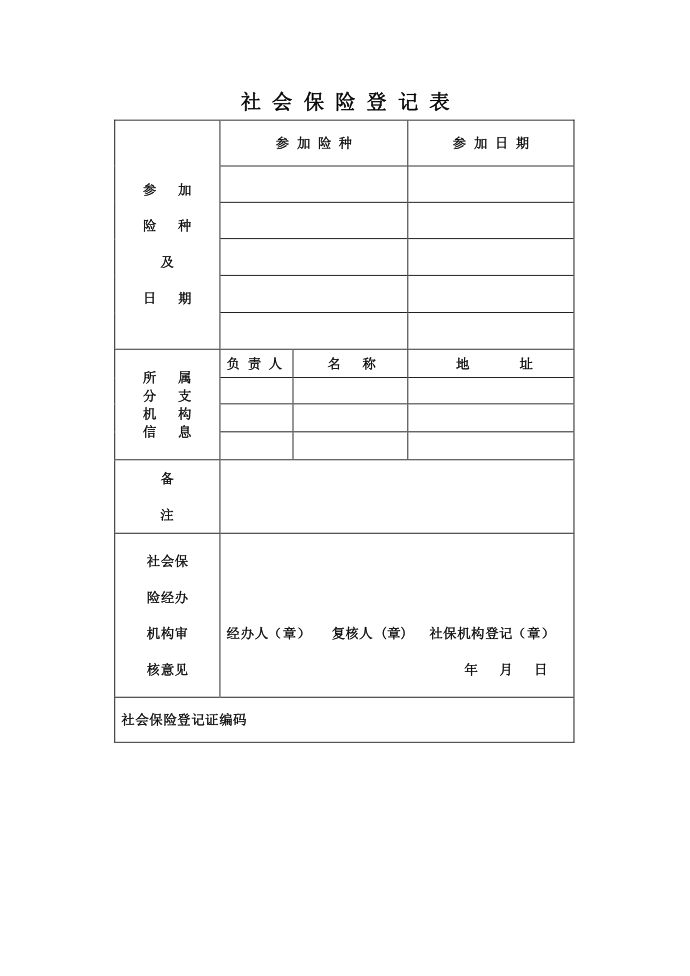 社会保险登记表填表说明+社会保险登记表第4页