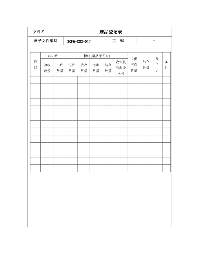 赠品登记表第1页