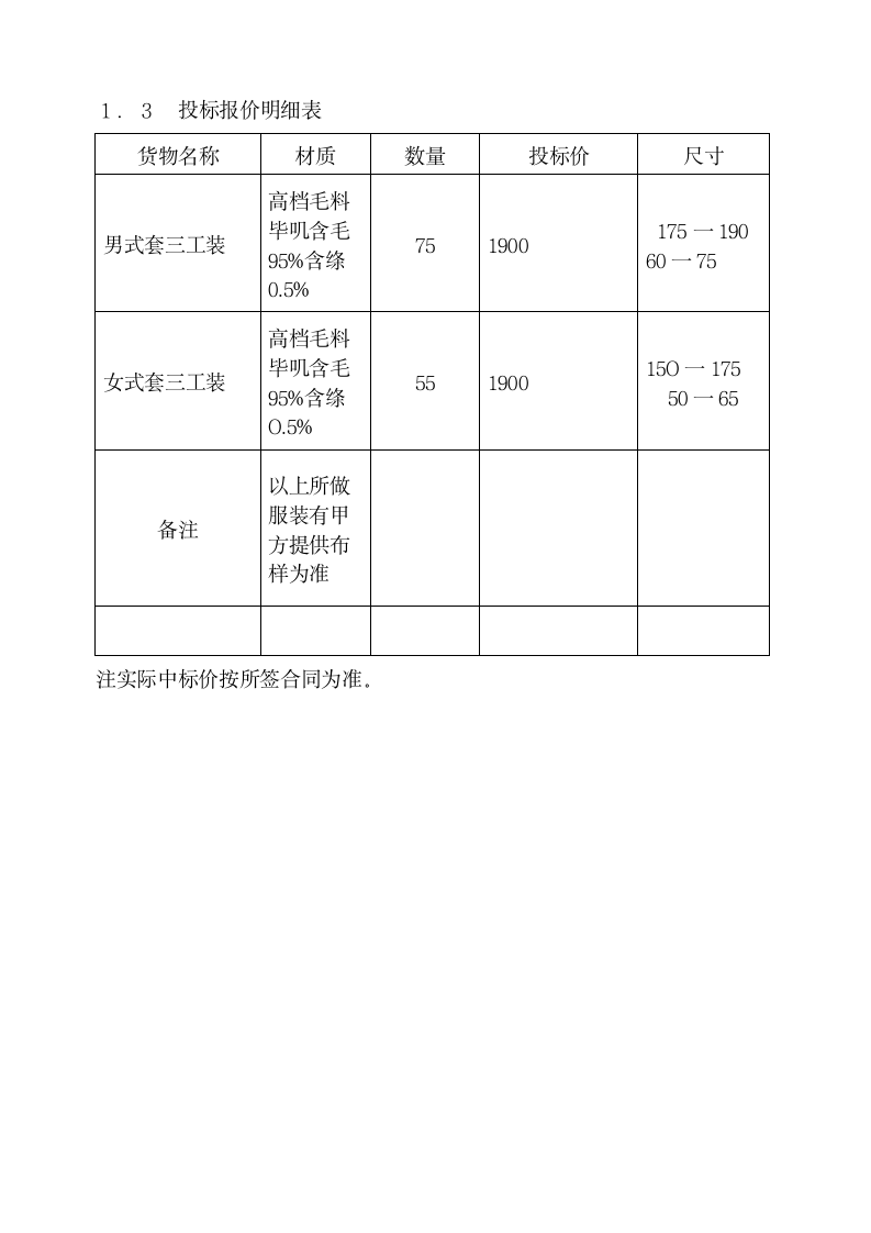 投标书服装第4页