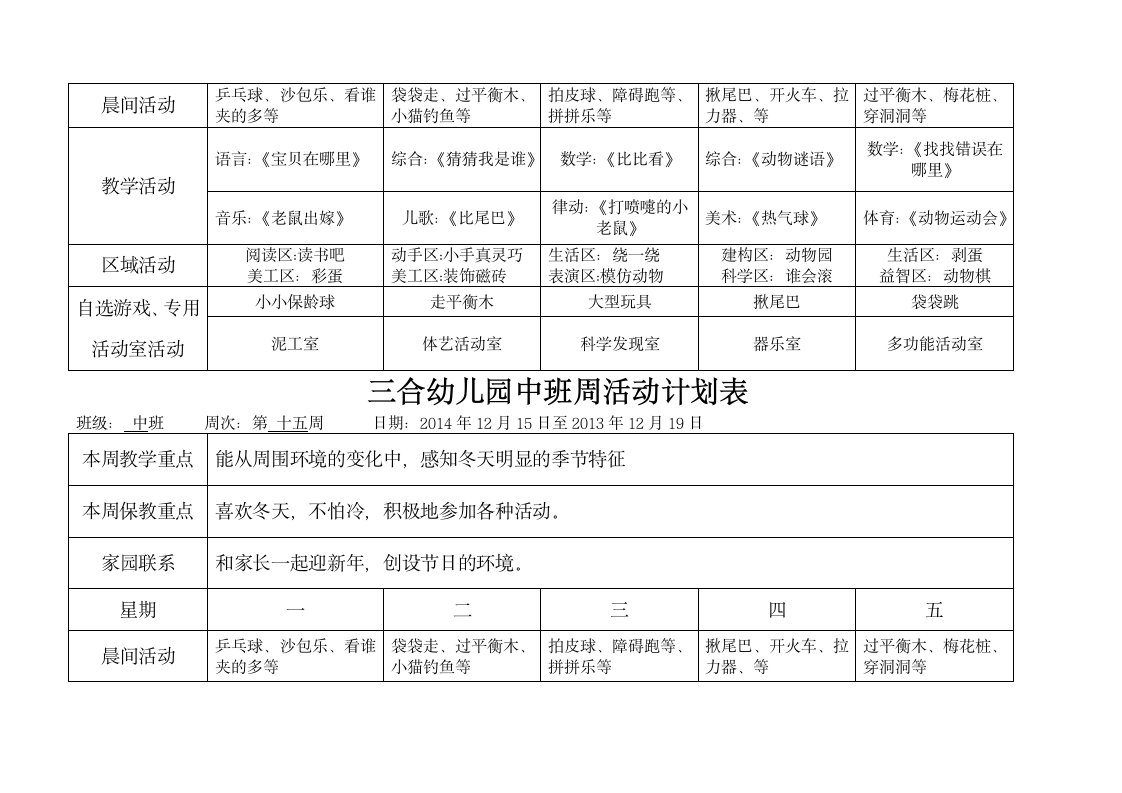 幼儿园中班周计划表第14页