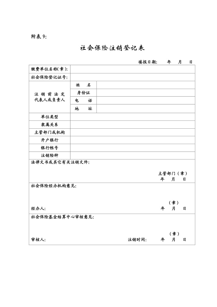 社会保险注销登记表第1页