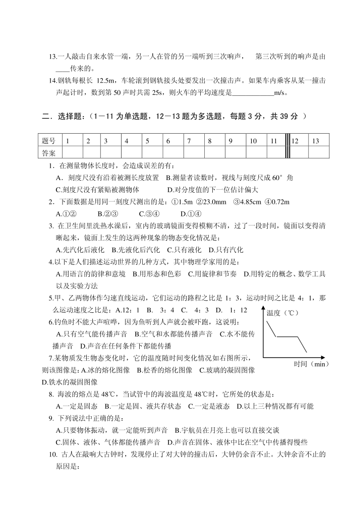 初二物理期中试卷第2页