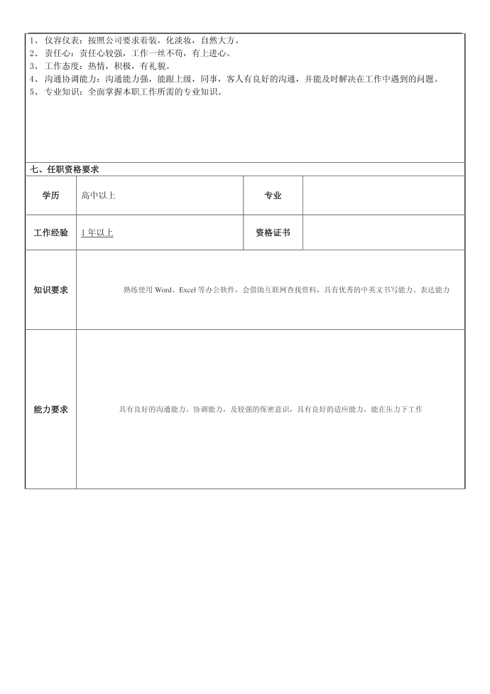 岗位说明书-前台第2页