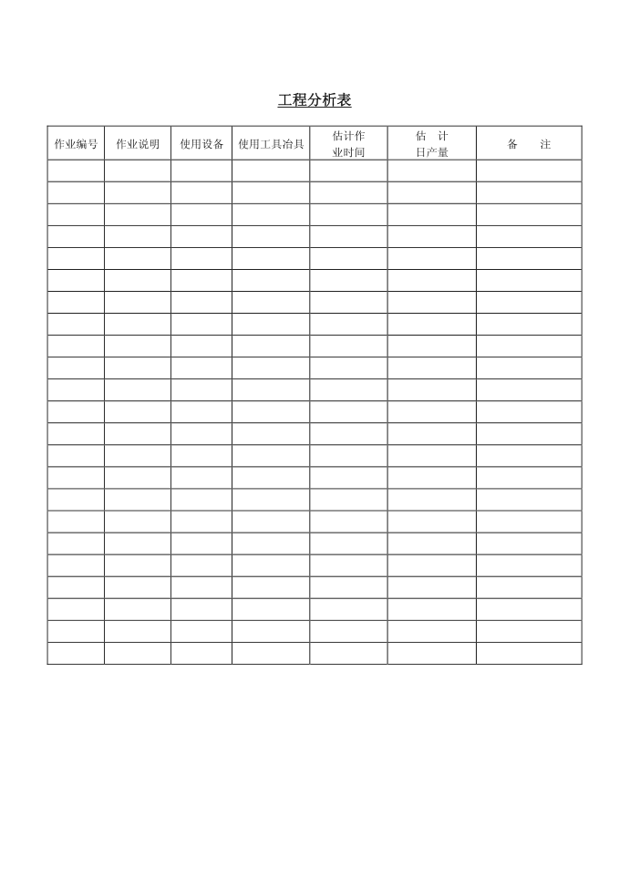 工程分析表(模板范本)第1页