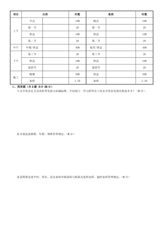 规章制度考试第2页