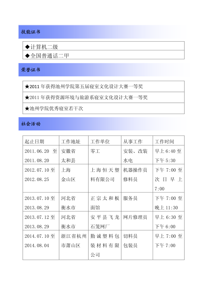 简历模板第3页