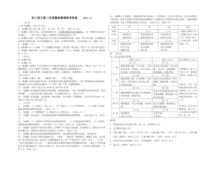 初三语文试卷2011.11第4页