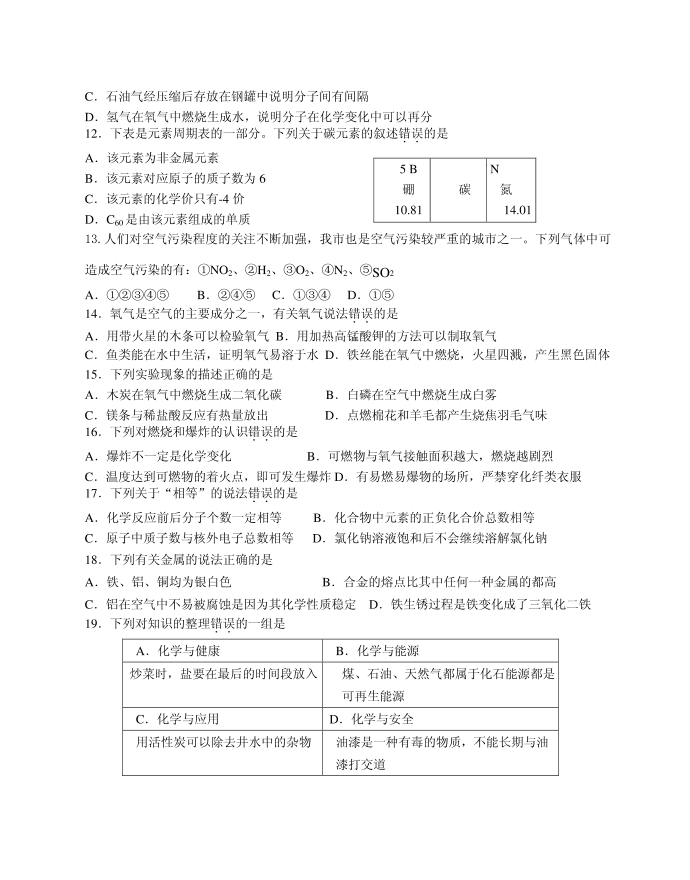 初三化学试卷第2页