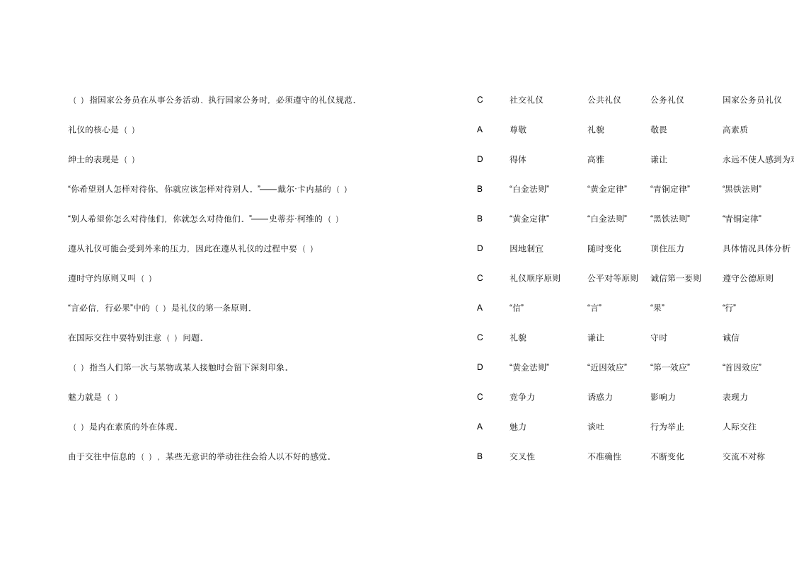 公务员礼仪考试题目及答案第3页