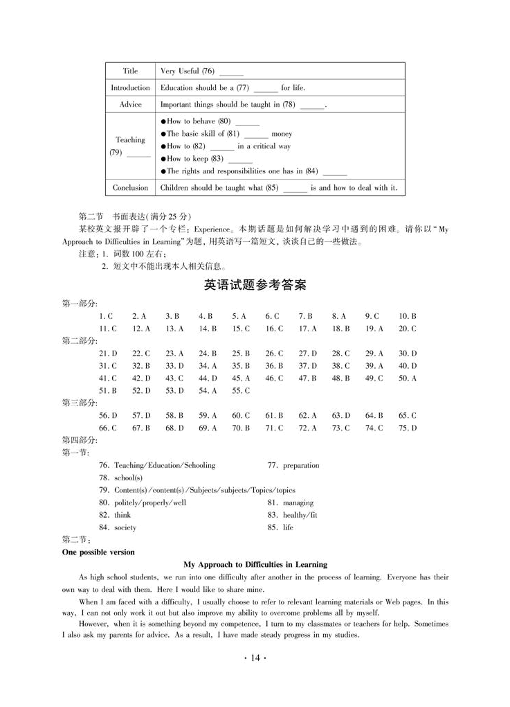 2011年高考安徽卷英语试题及答案第9页