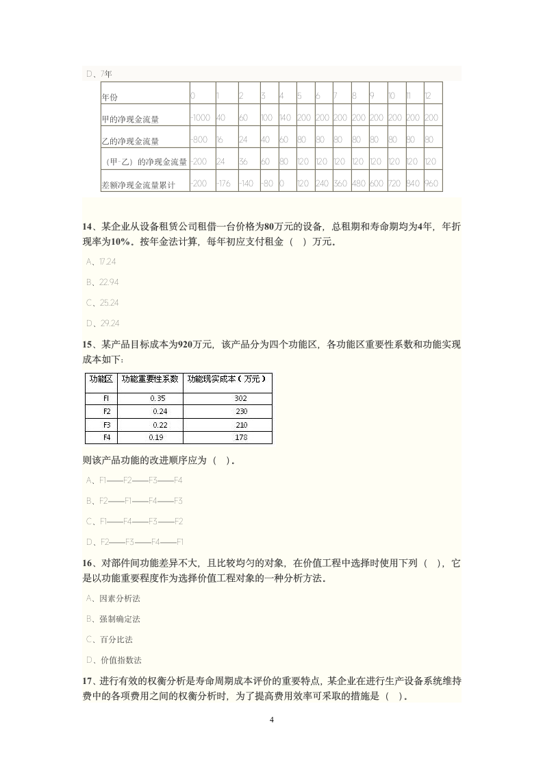 房地产造价师岗位试题第4页