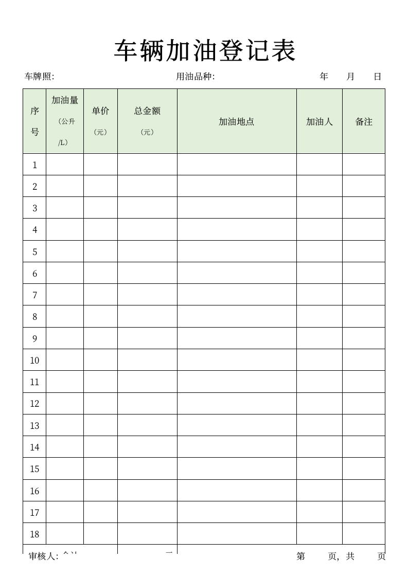 车辆加油登记表.docx第1页