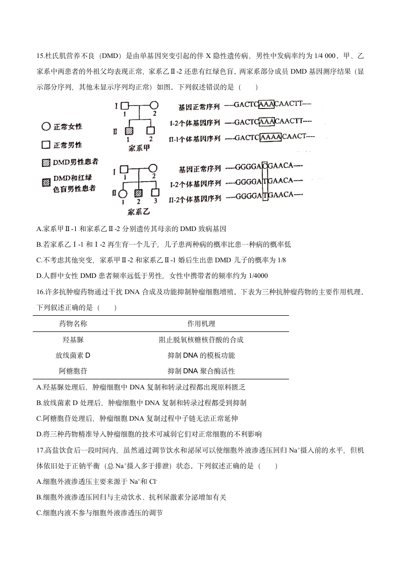 2021年河北省高考生物试题第5页