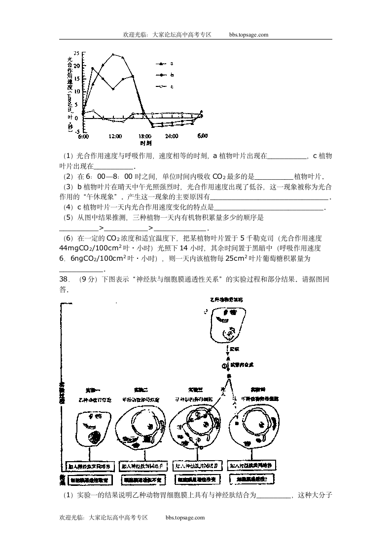 2007年高考生物试题(上海卷)第7页