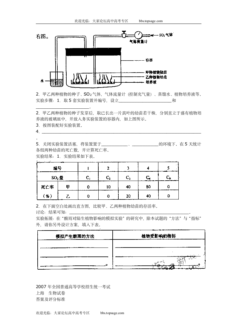 2007年高考生物试题(上海卷)第11页