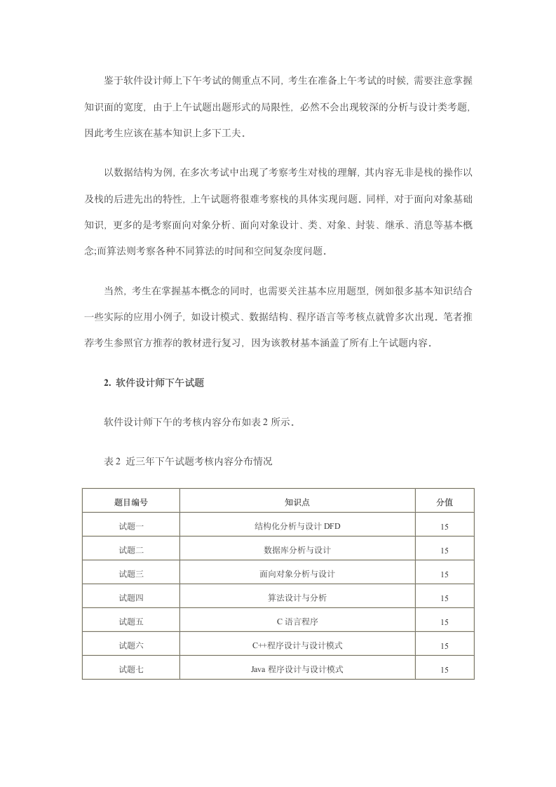 历年软考软件设计师试题分析及2011备考策略第2页