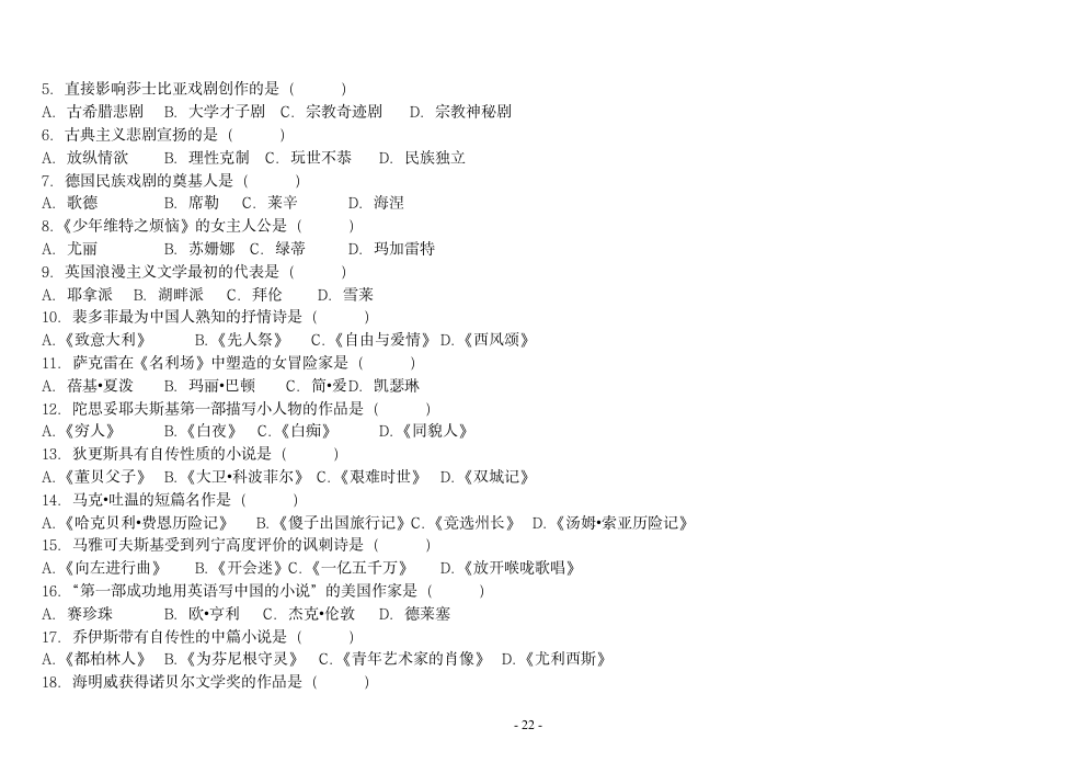 外国文学史试题[1]第22页