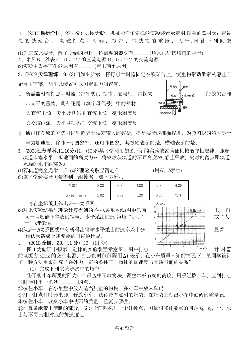 高中物理实验试题第1页