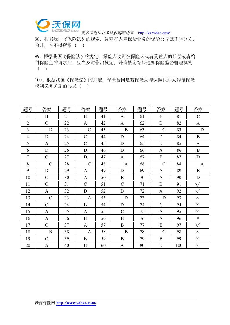 2015保险资格证考试试题附答案2第16页