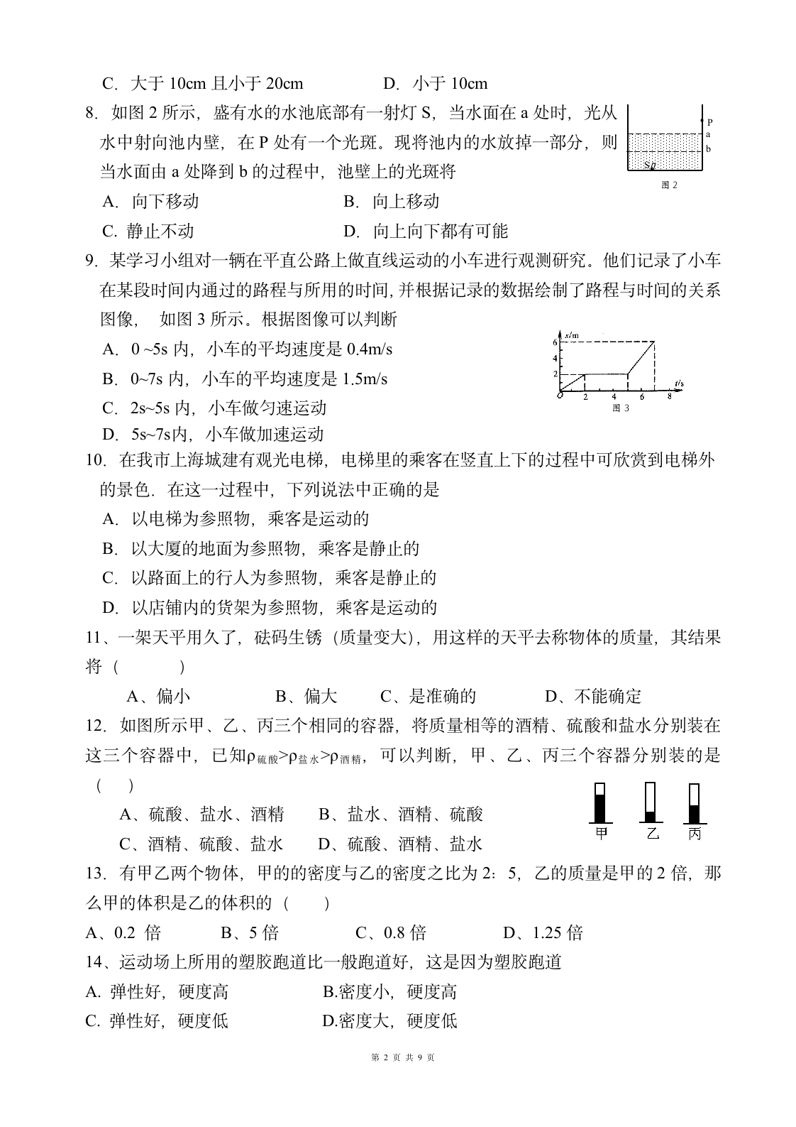 八年级物理试题第2页