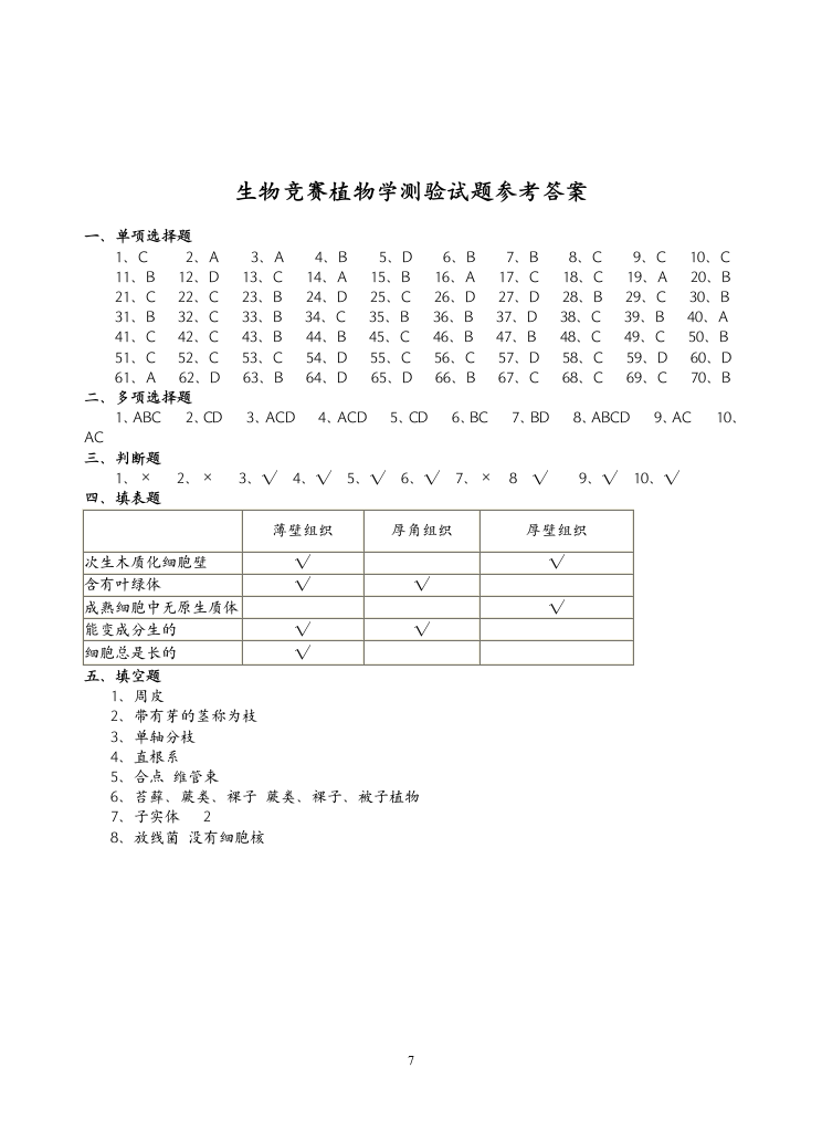 高二生物竞赛试题植物学第7页